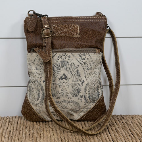 Myra Small Crossbody Bag Upcycled Canvas Shoulder Purse Floral Etsy