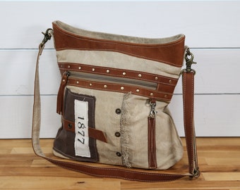 Upcycled Canvas Military Vintage Style Shoulder / Crossbody Bag / FREE SHIPPING