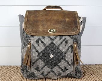 Backpack Upcycled Aztec Inspired Canvas Myra Bag Sustainable Fashion