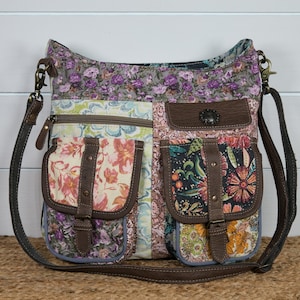 Myra Floral Canvas Shoulder / Crossbody Purse Le Fleur Bag Woman's Handbag Gift