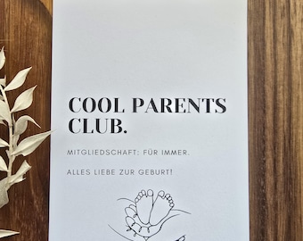 Postkarte Geburt – „Cool Parents Club“ • Minimalistische Glückwunschkarte für frischgebackene Eltern