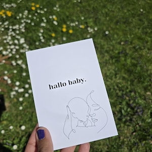Carte postale Bébé Bonjour le monde Carte de vœux Carte Félicitations Nouveau-né Naissance Bienvenue Design minimaliste Cadeau Petite amie Famille Enfant