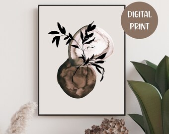 Japandi Wall Art, Beige Brown Print, Neutral Printable Art, Scandi Decor, Minimalist Wall Art, Boho Home Decor, INSTANT DIGITAL DOWNLOAD
