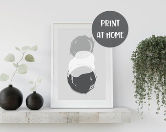 Downloadable Grey Print, Neutral Printable Art, Abstract Shapes Print, Minimalist Wall Art, Boho Home Decor, INSTANT DIGITAL DOWNLOAD