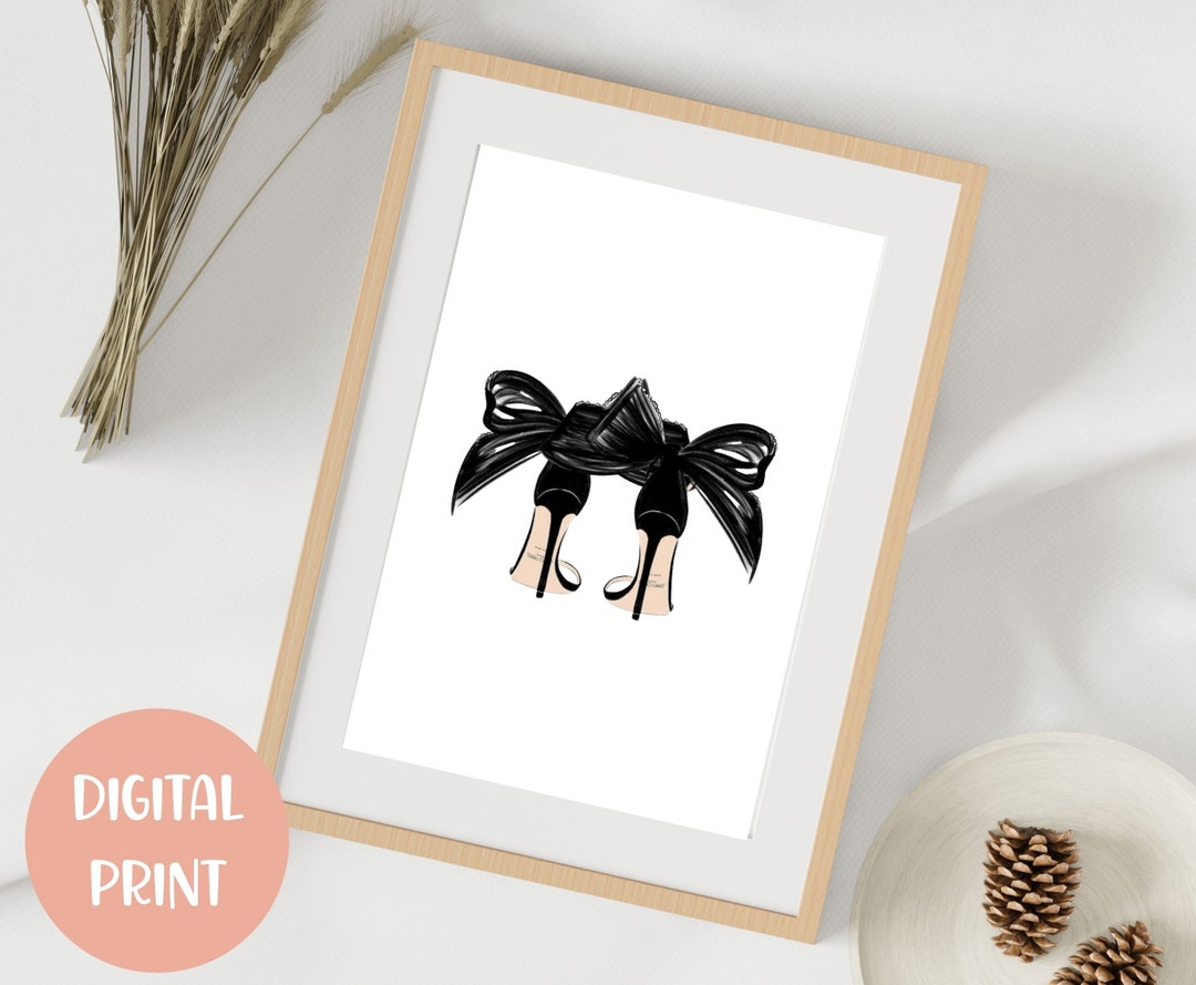 High Heel Wall Art, Black Shoes Print, Boss Babe, Fashion Poster, Wall ...