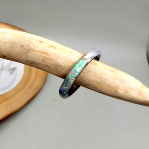 Handcrafted Wooden Ring, Ebony band with Custom Technique using Recycled Materials; Ebony Wood Ring, Statement Ring