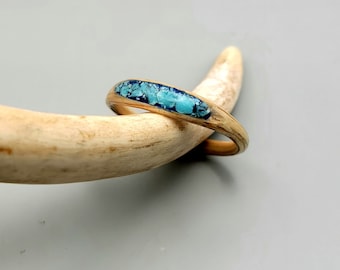 Handcrafted Wooden Ring with Turquoise inlay