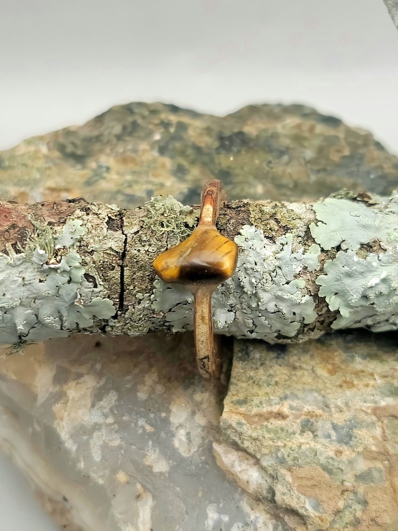 Handcrafted Wood Bark Ring: Semi-precious Stone Solitaire - Etsy