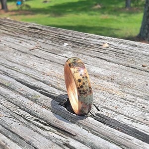 Oak Wood & Bark Ring, Handcrafted Wooden band, wedding anniversary