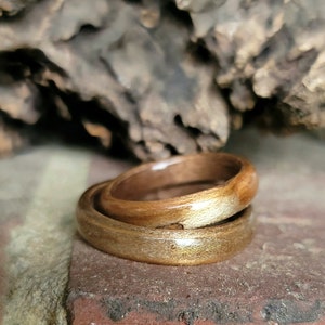Handcrafted Wooden Band; Ambrosia Maple over Walnut Wooden Ring