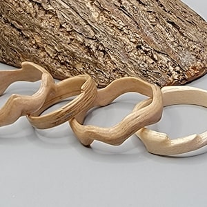 Handcrafted/Carved Wooden Wavy Rings