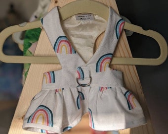 Rainbow Dog Harness Dress - Rainbow Dog Clothes -  Puppy Clothes - Minimal Dog Dress - Cute Teacup Puppy Clothes -  XS S M