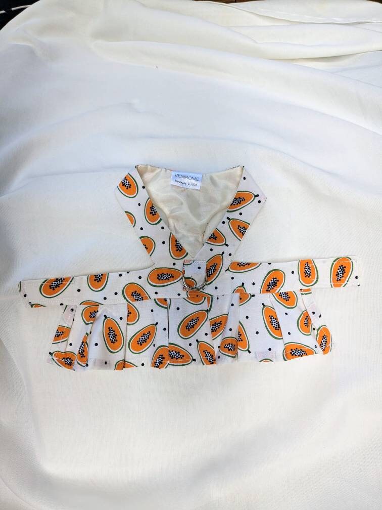 Papaya Dog Harness Dress Tropical Dog Clothes Summer Puppy Etsy