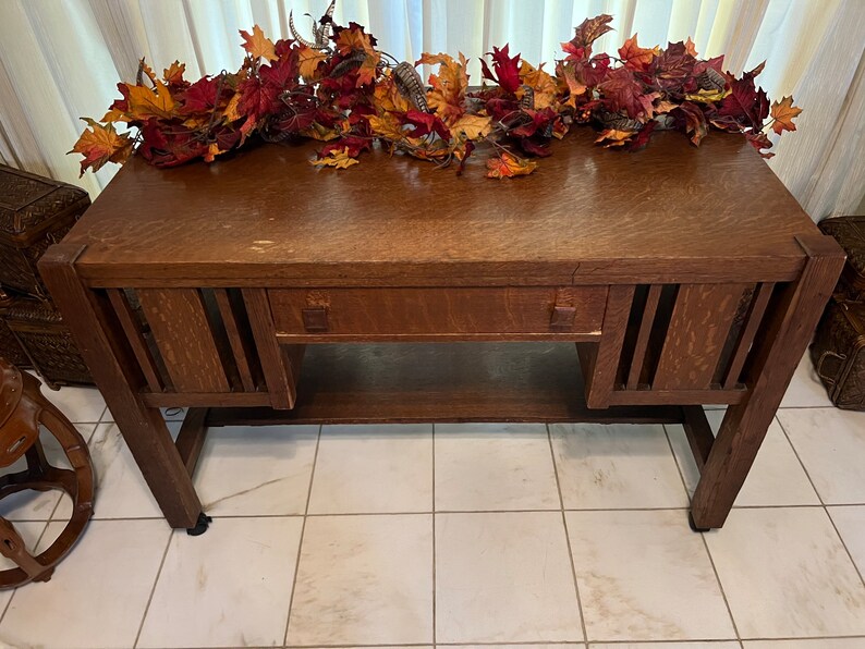 Antique Arts & Craft Mission Oak Desk Vintage VTG Etsy