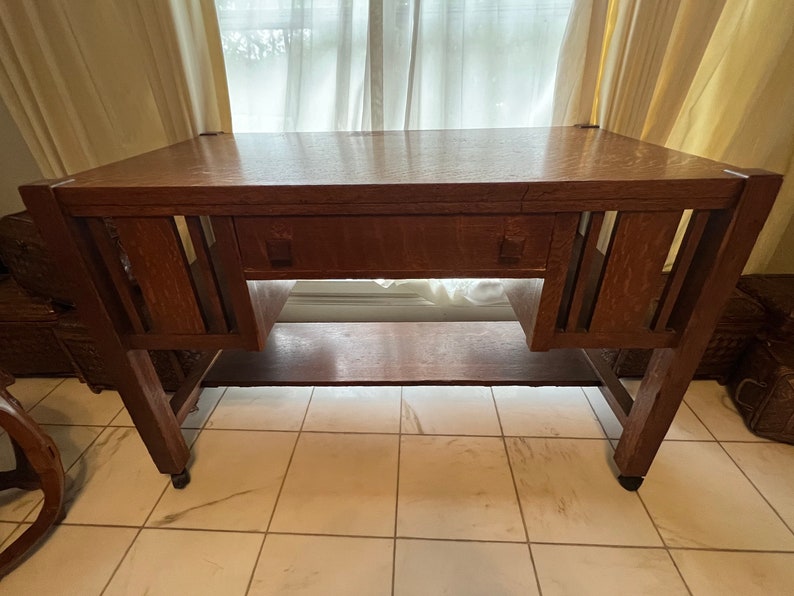 Antique Arts & Craft Mission Oak Desk Vintage VTG Etsy