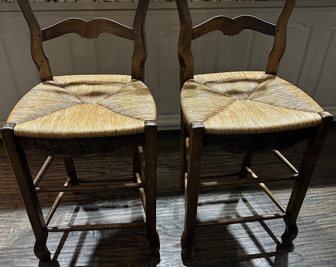 French Country Ladder Back Bar Stools Barstools Etsy