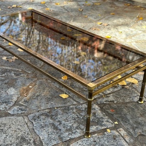 Hollywood Regency Faux Bamboo Brass and Glass Tray on Folding Stand Butler  Table -  Norway