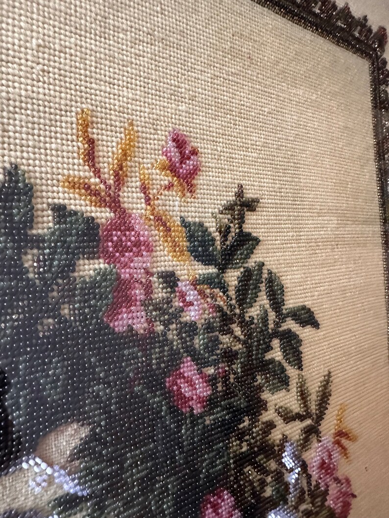 Antique Needlepoint Tapestry Fire Screen Etsy