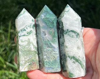 Moss Agate Points, You Choose! | Moss Agate Towers | Moss Agate with Quartz