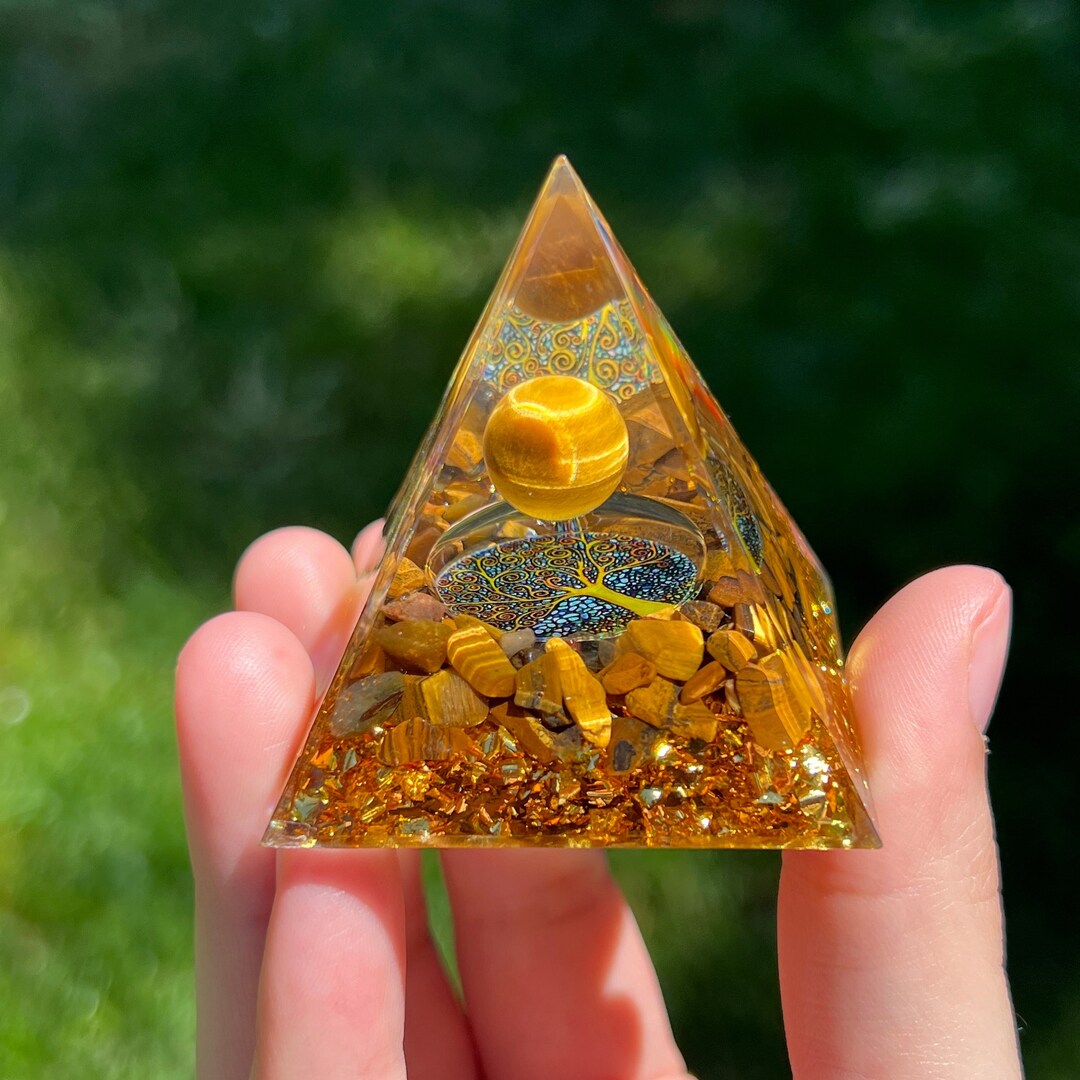 Tigers Eye Orgonite Pyramid, 2 Crystal Healing Crystal Meditation - Etsy
