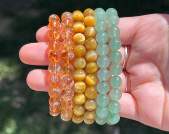 Good Luck and Prosperity Beaded Bracelets, You Choose Material! | Citrine | Tiger’s Eye | Green Aventurine | Crystal Jewelry