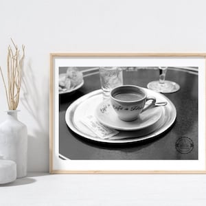 Cafe de Flore Espresso Paris France Fine Art Photography Home Decor Black and White Photography