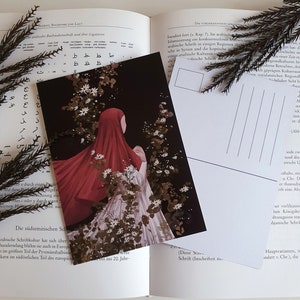 Blumen Postkarte | Islamische Kunst | Hijab Kunst | Antik | Cottagecore Kunst | Kunstdruck