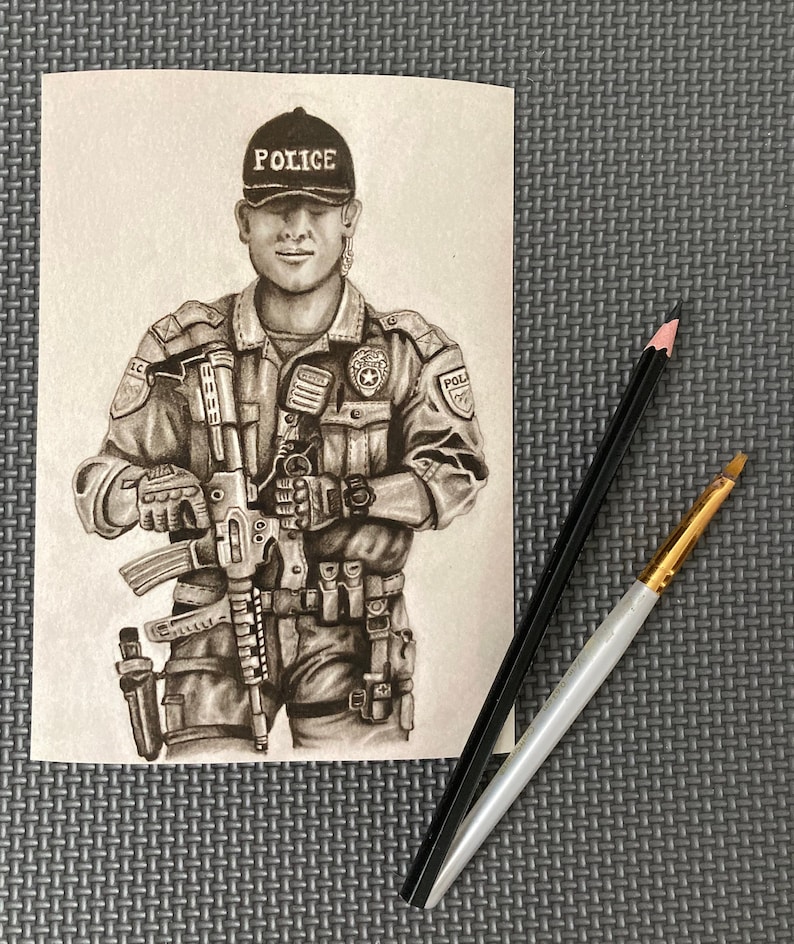 Graphite Police Drawing - Etsy