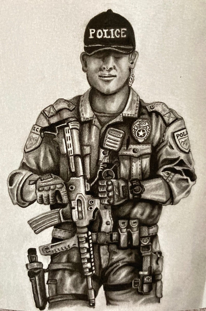 Graphite Police Drawing - Etsy