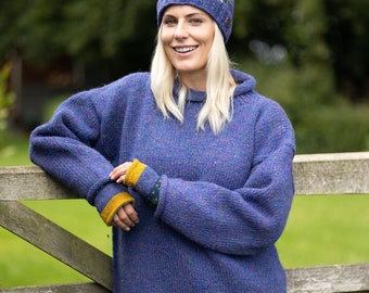 Knitted Heather Wool Jumper - Unisex - 100% Wool - Hand Knitted - Ethical Clothing - Fair trade - Oversized jumper