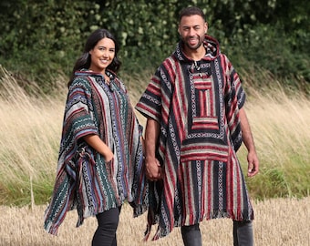 Poncho unisexe Gheri en coton - Cape sérape faite main équitable