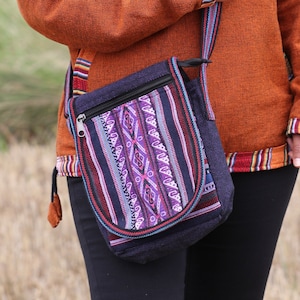 Sac à bandoulière Gheri imprimé - Sac à bandoulière en coton avec fermeture éclair et pli avec bandoulière réglable - Sac de voyage - Sac de festival