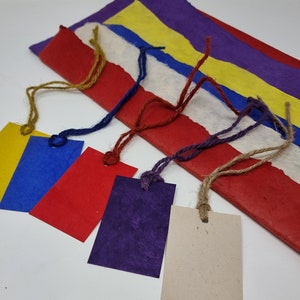Handmade Lokta Coloured Wrapping Paper Set - Includes 5 Sheets and 5 Tags - Fair Trade Eco-Friendly Gift Wrap made in Nepal