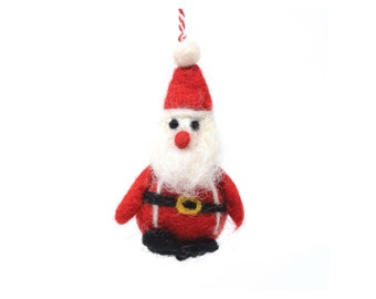 Hand Felted Father Christmas Tree Decoration - Fair Trade, Santa Hanging Tree Ornament, 100% Wool, Santa Claus, St Nicholas Xmas Tree Bauble