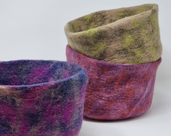 Handmade Felt Bowls - 100% Wool Felt, Fair Trade Gift, Handmade Home Accessories, Storage Bowl, Display Bowl, Wet Felting