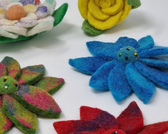 Handmade Wool Felt Flowers - Fair Trade Gift - 100% Wool - Felting Craft Flower - Felt Flowers - Felting Craft Flower