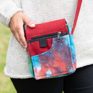 Sac à bandoulière tie-dye - Sac à bandoulière en coton avec fermeture éclair et pli avec bandoulière réglable - Sac de voyage - Sac de festival
