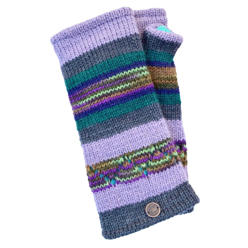 Notch Stripe Wristwarmers 100% Wool Fair Trade Hand Warmers Fingerless Gloves Fingerless Mittens Woolen Gloves Wrist cuffs image 5