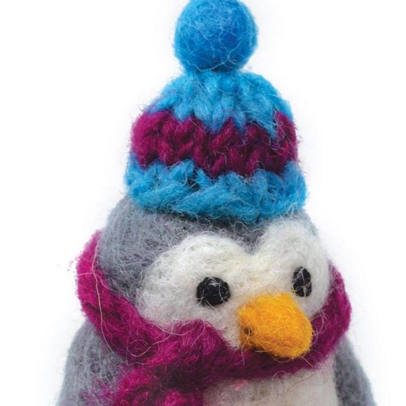 Hand Felted Wool Penguin Christmas Ornament: Fair Trade Decoration image 9
