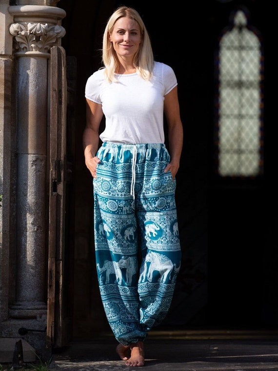 Harem Pants Trousers Elephant Pattern Ethical Clothing Fair Trade Yoga Pants Festival Clothes Festival Pants Etsy UK