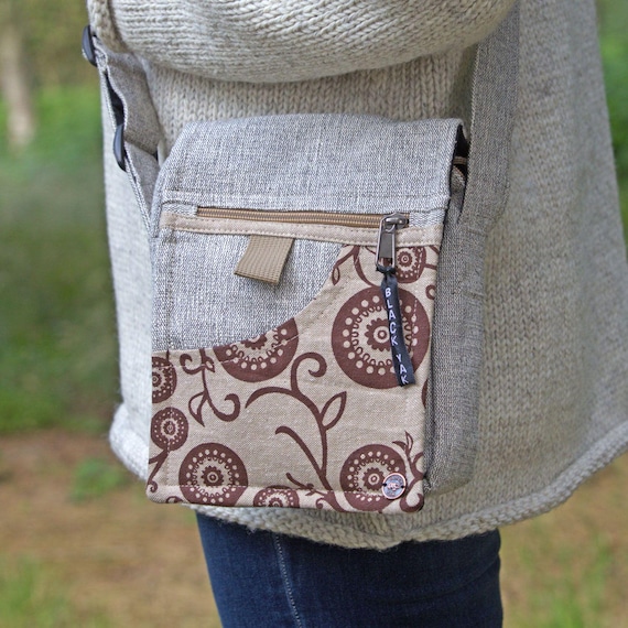 Printed Cotton Crossbody Bag: Zip & Fold Travel Festival Bag