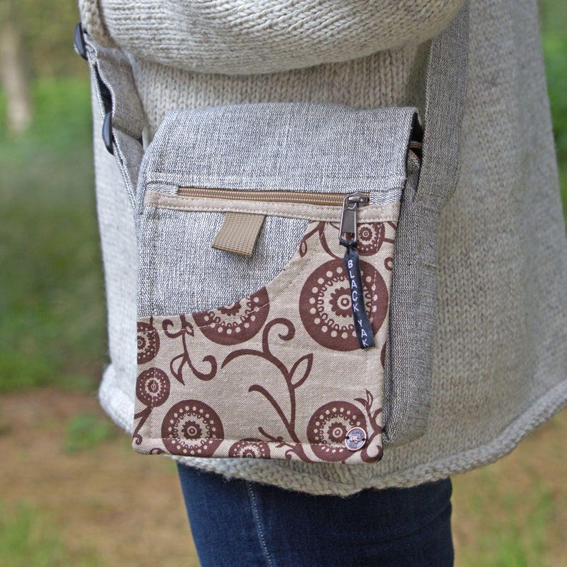 Printed Cotton Crossbody Bag: Zip & Fold Travel Festival Bag image 1