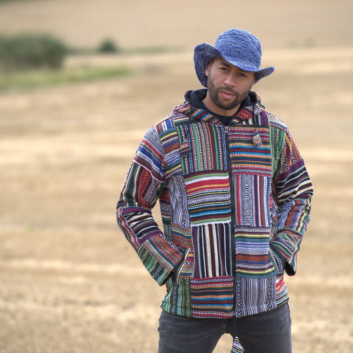 Handcrafted Gheri Cotton Patchwork Jacket With Fleece Lining