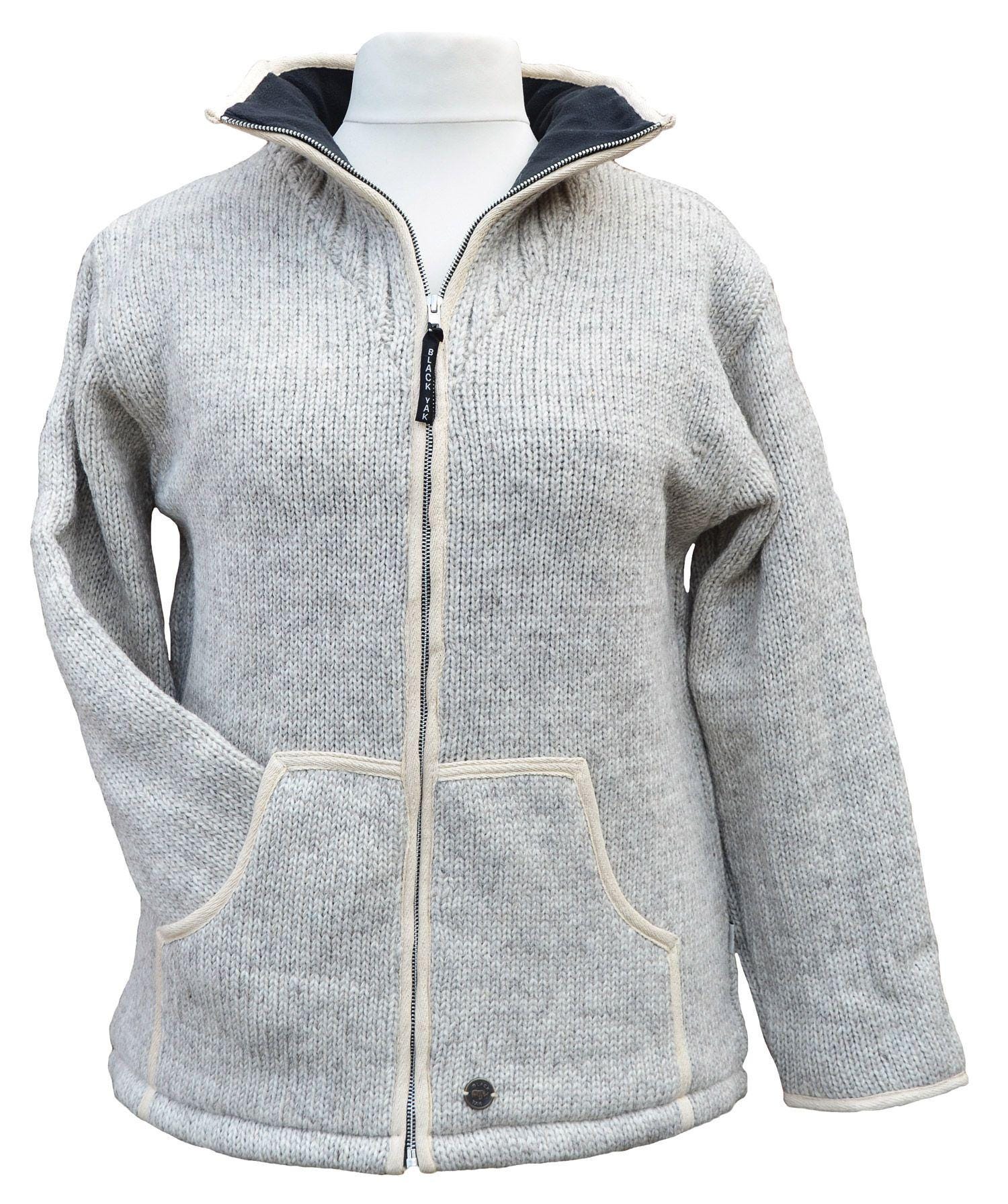 Fleece Lined Wool Jacket - Brown, Charcoal, Pale Grey