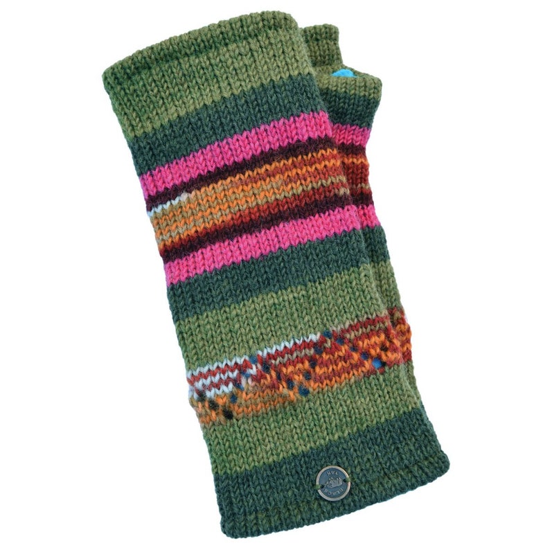 Notch Stripe Wristwarmers 100% Wool Fair Trade Hand Warmers Fingerless Gloves Fingerless Mittens Woolen Gloves Wrist cuffs image 4