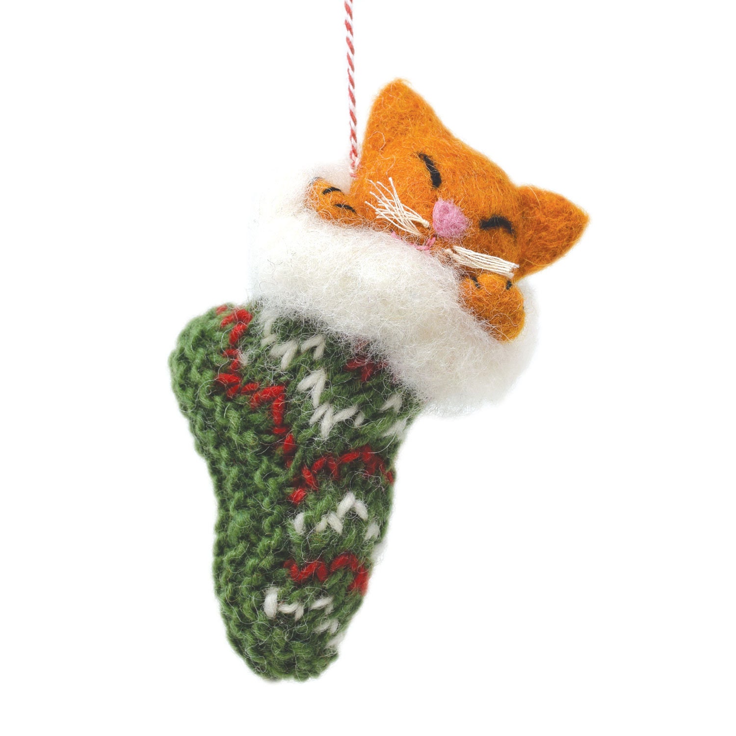 Hand Felted Cat Christmas Tree Decoration Fair Trade Etsy UK