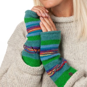 Notch Stripe Wristwarmers 100% Wool Fair Trade Hand Warmers Fingerless Gloves Fingerless Mittens Woolen Gloves Wrist cuffs image 3