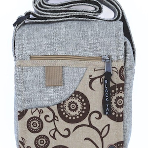 Printed Cotton Crossbody Bag: Zip & Fold Travel Festival Bag Cream