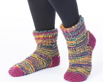 Hand Knit Wool Socks: Fair Trade Rainbow Lounge Socks