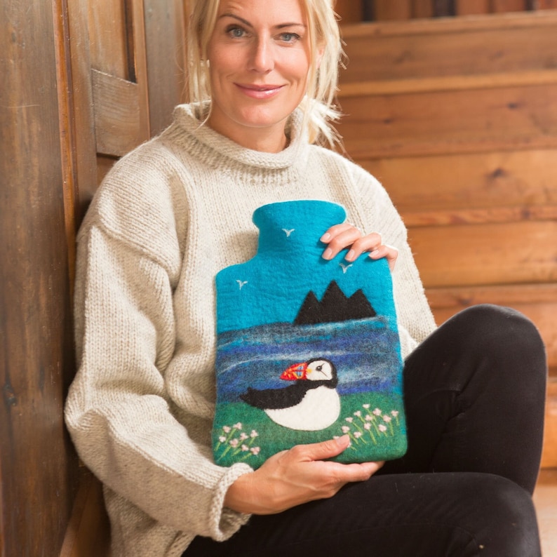 Puffin hot water bottle